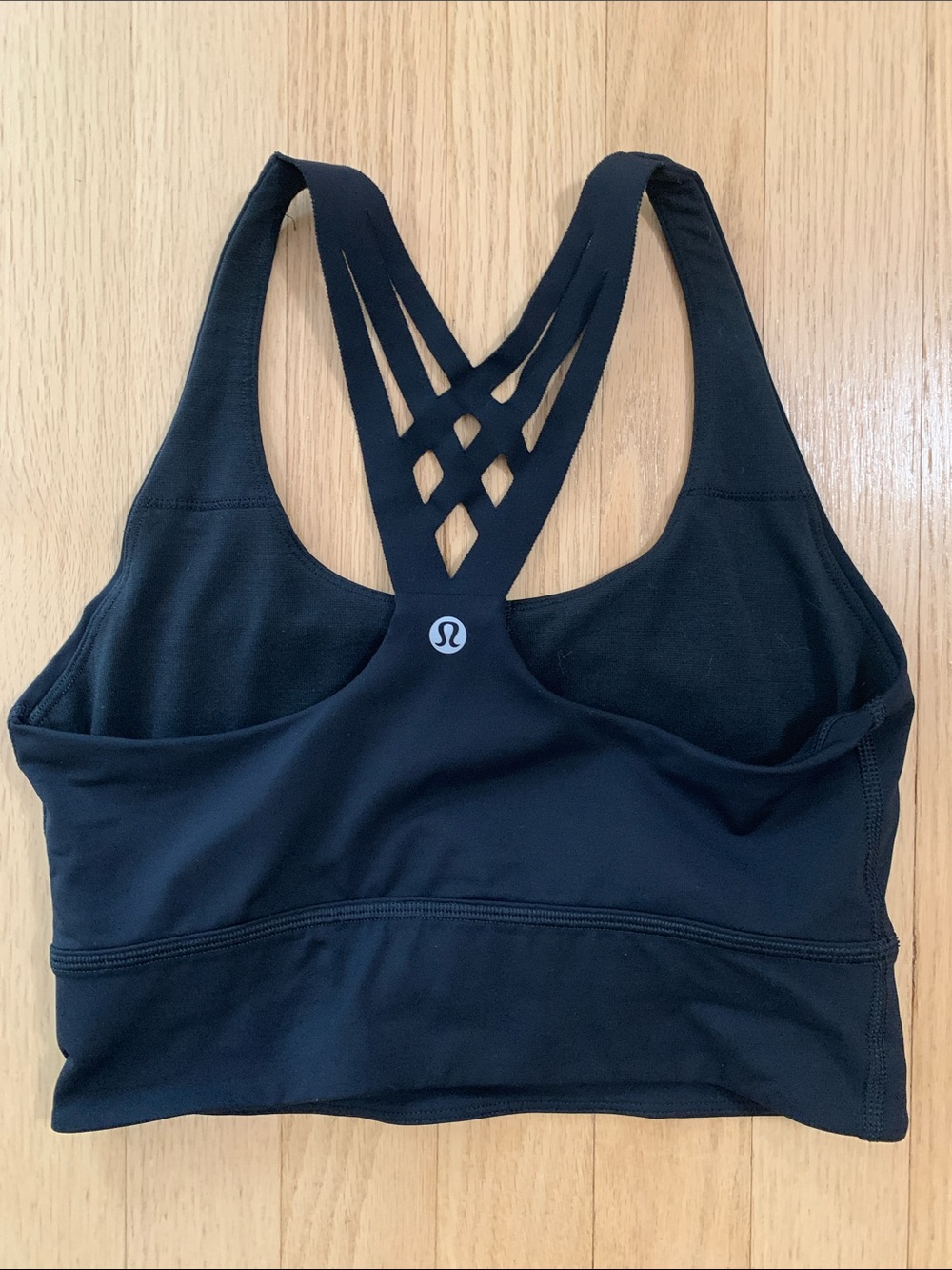 Lululemon Mind Over Miles Strappy Back Sports Bra Black Size 4 Running Gym Yoga